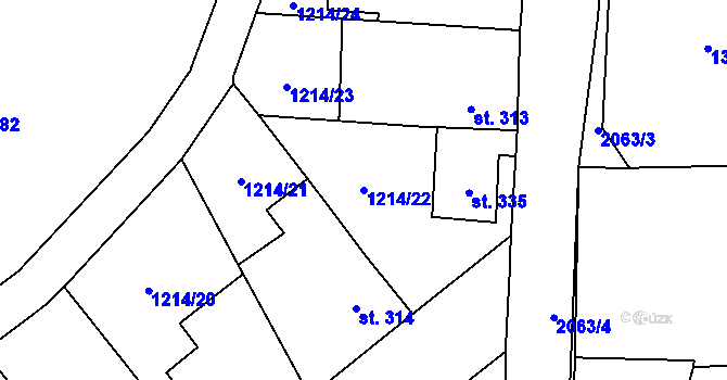 Parcela st. 1214/22 v KÚ Kout na Šumavě, Katastrální mapa