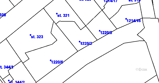 Parcela st. 1220/2 v KÚ Kout na Šumavě, Katastrální mapa