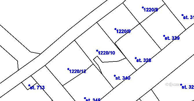 Parcela st. 1220/10 v KÚ Kout na Šumavě, Katastrální mapa