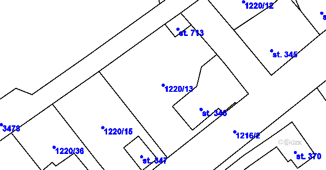 Parcela st. 1220/13 v KÚ Kout na Šumavě, Katastrální mapa