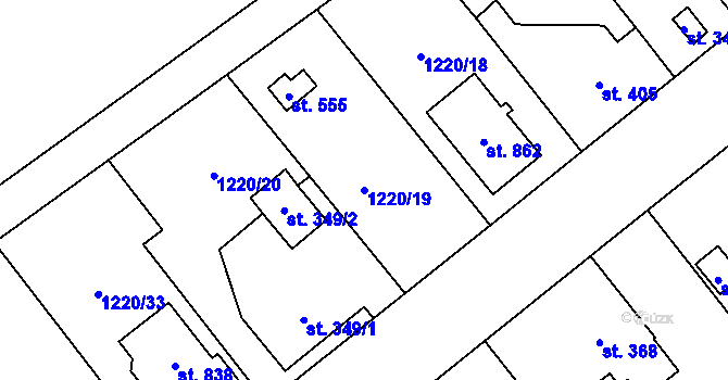 Parcela st. 1220/19 v KÚ Kout na Šumavě, Katastrální mapa