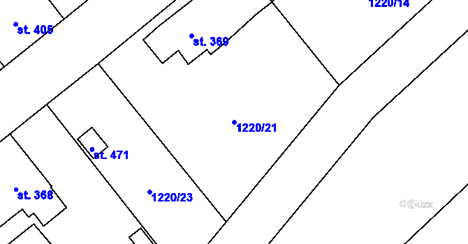 Parcela st. 1220/21 v KÚ Kout na Šumavě, Katastrální mapa