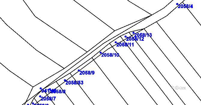 Parcela st. 2058/10 v KÚ Kout na Šumavě, Katastrální mapa