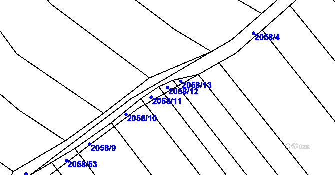 Parcela st. 2058/12 v KÚ Kout na Šumavě, Katastrální mapa