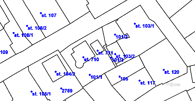 Parcela st. 711 v KÚ Kout na Šumavě, Katastrální mapa