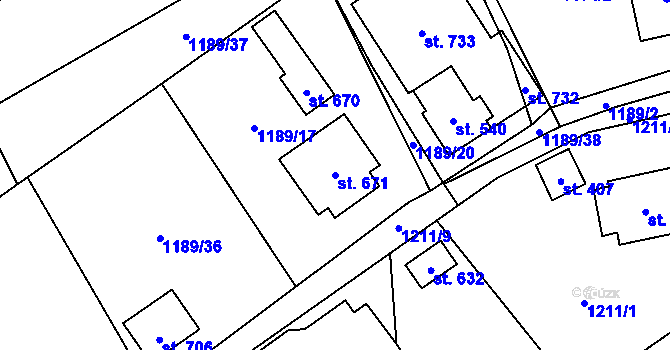 Parcela st. 671 v KÚ Kout na Šumavě, Katastrální mapa