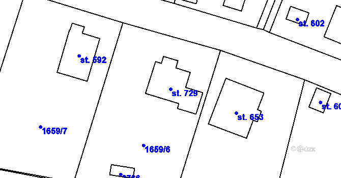 Parcela st. 729 v KÚ Kout na Šumavě, Katastrální mapa