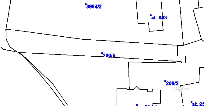 Parcela st. 200/6 v KÚ Kout na Šumavě, Katastrální mapa