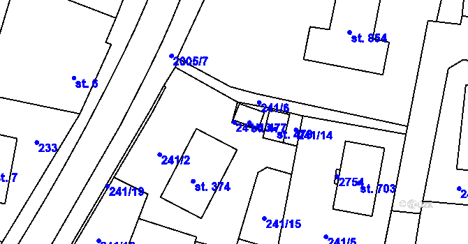 Parcela st. 241/13 v KÚ Kout na Šumavě, Katastrální mapa