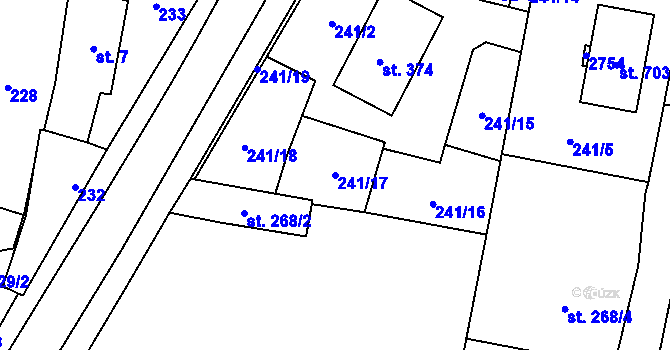 Parcela st. 241/17 v KÚ Kout na Šumavě, Katastrální mapa