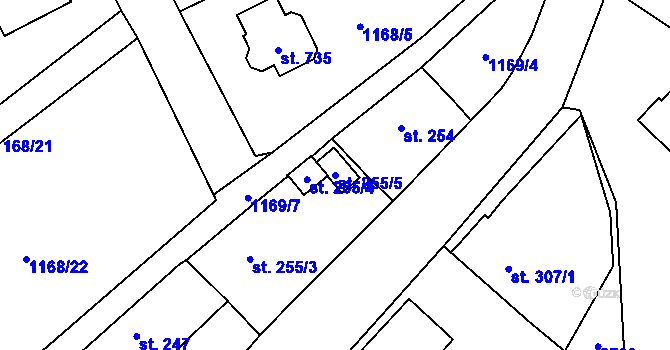 Parcela st. 255/5 v KÚ Kout na Šumavě, Katastrální mapa