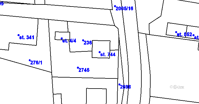 Parcela st. 744 v KÚ Kout na Šumavě, Katastrální mapa