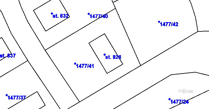 Parcela st. 828 v KÚ Kout na Šumavě, Katastrální mapa