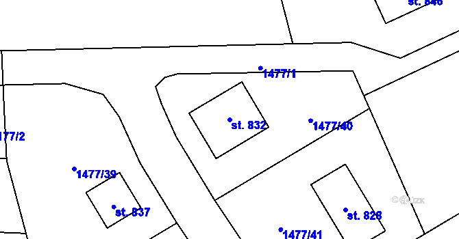 Parcela st. 832 v KÚ Kout na Šumavě, Katastrální mapa