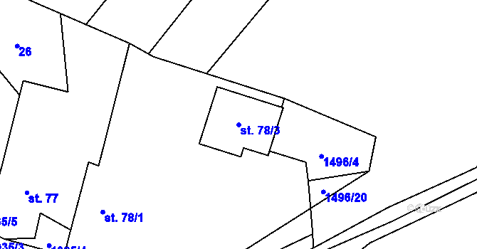 Parcela st. 78/3 v KÚ Kout na Šumavě, Katastrální mapa