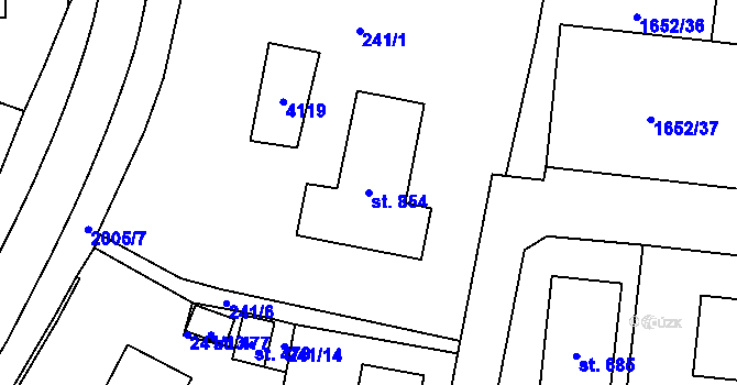 Parcela st. 854 v KÚ Kout na Šumavě, Katastrální mapa