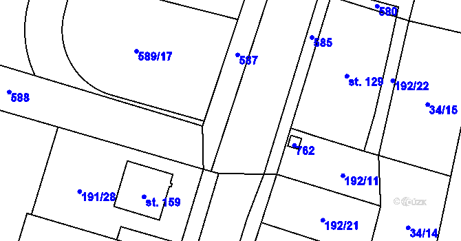 Parcela st. 266/3 v KÚ Kouty u Poděbrad, Katastrální mapa