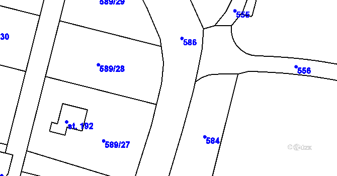 Parcela st. 266/12 v KÚ Kouty u Poděbrad, Katastrální mapa