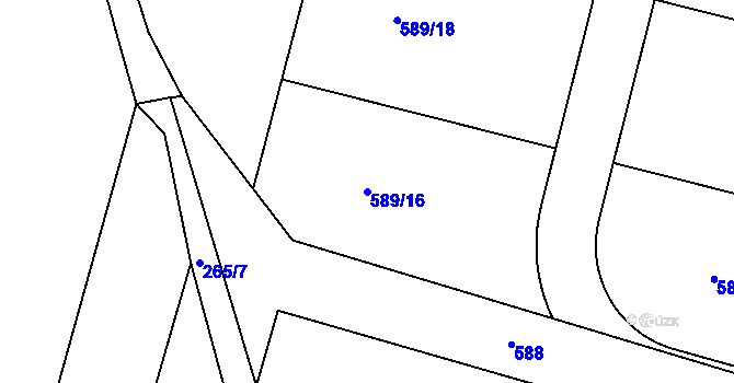 Parcela st. 589/16 v KÚ Kouty u Poděbrad, Katastrální mapa