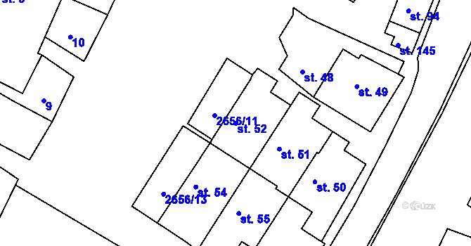 Parcela st. 52 v KÚ Kouty u Třebíče, Katastrální mapa