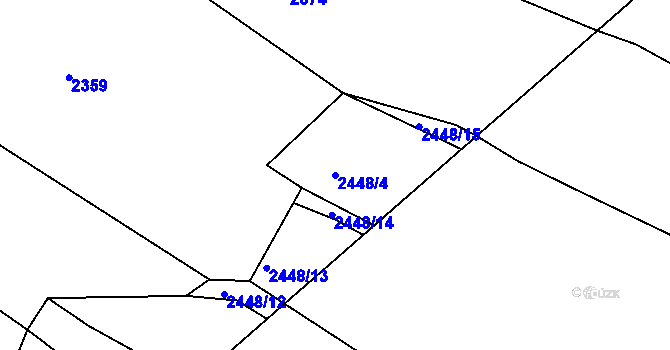Parcela st. 2448/4 v KÚ Kouty u Třebíče, Katastrální mapa