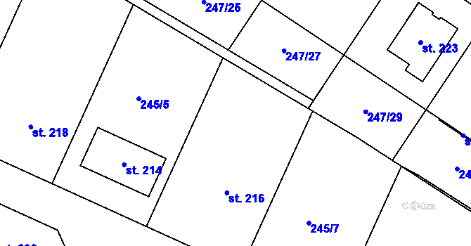 Parcela st. 245/6 v KÚ Kouty u Třebíče, Katastrální mapa