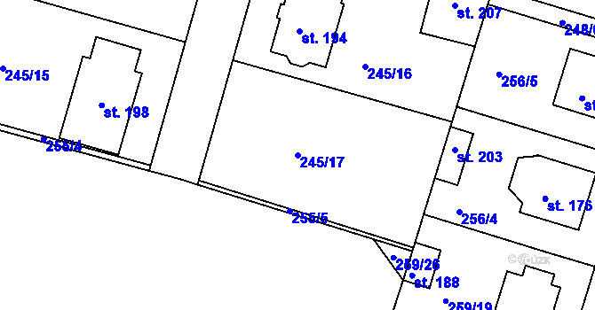 Parcela st. 245/17 v KÚ Kouty u Třebíče, Katastrální mapa