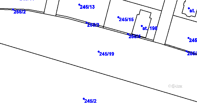 Parcela st. 245/19 v KÚ Kouty u Třebíče, Katastrální mapa