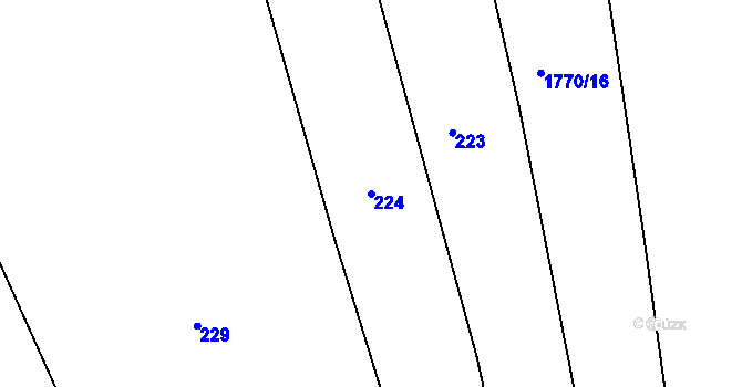 Parcela st. 224 v KÚ Kouty u Třebíče, Katastrální mapa