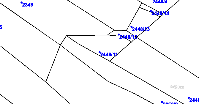 Parcela st. 2448/11 v KÚ Kouty u Třebíče, Katastrální mapa