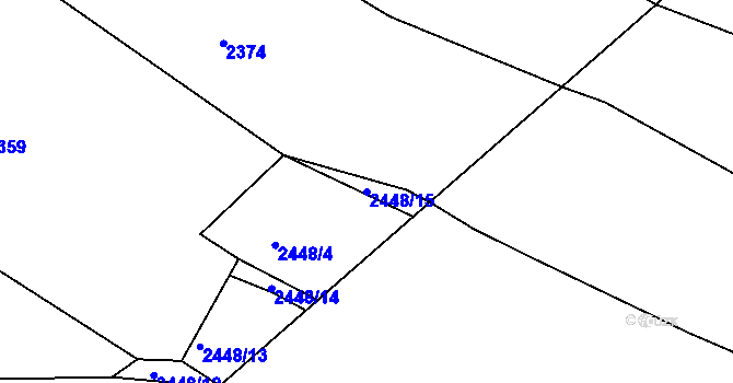 Parcela st. 2448/15 v KÚ Kouty u Třebíče, Katastrální mapa