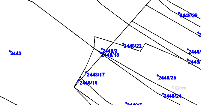 Parcela st. 2448/18 v KÚ Kouty u Třebíče, Katastrální mapa
