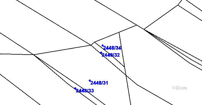 Parcela st. 2448/32 v KÚ Kouty u Třebíče, Katastrální mapa