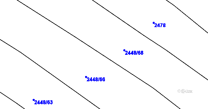 Parcela st. 2448/67 v KÚ Kouty u Třebíče, Katastrální mapa