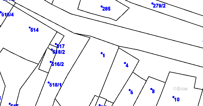 Parcela st. 1 v KÚ Kovalovice, Katastrální mapa