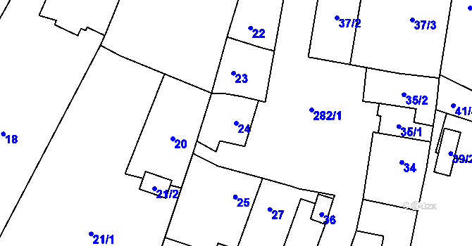 Parcela st. 24 v KÚ Kovalovice, Katastrální mapa