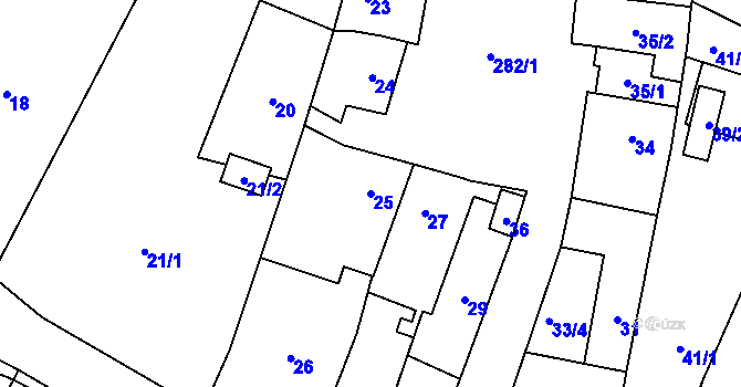 Parcela st. 25 v KÚ Kovalovice, Katastrální mapa