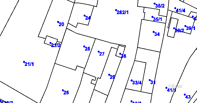 Parcela st. 27 v KÚ Kovalovice, Katastrální mapa