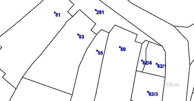 Parcela st. 55 v KÚ Kovalovice, Katastrální mapa