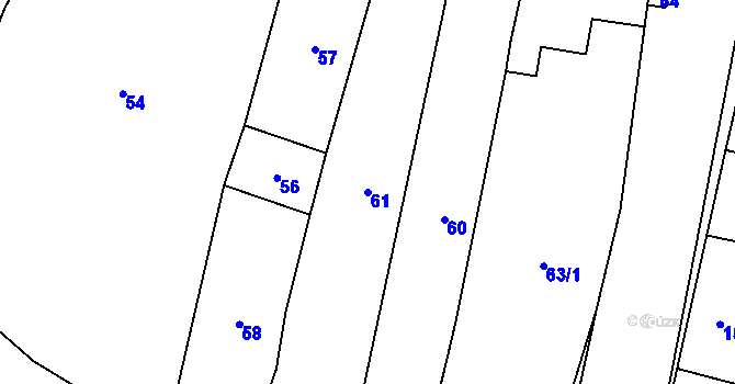 Parcela st. 61 v KÚ Kovalovice, Katastrální mapa