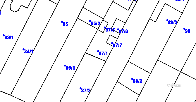 Parcela st. 87/1 v KÚ Kovalovice, Katastrální mapa