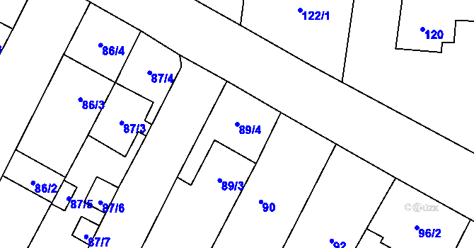 Parcela st. 89/4 v KÚ Kovalovice, Katastrální mapa
