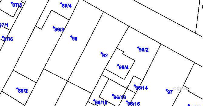 Parcela st. 92 v KÚ Kovalovice, Katastrální mapa