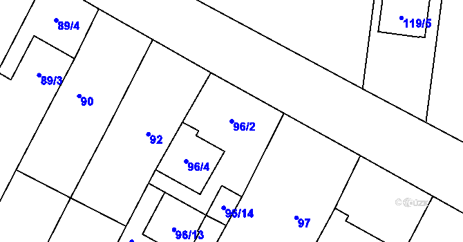 Parcela st. 96/2 v KÚ Kovalovice, Katastrální mapa
