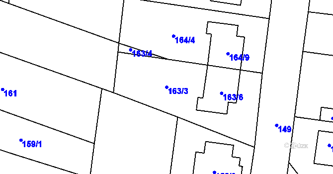 Parcela st. 163/3 v KÚ Kovalovice, Katastrální mapa