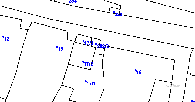 Parcela st. 282/2 v KÚ Kovalovice, Katastrální mapa