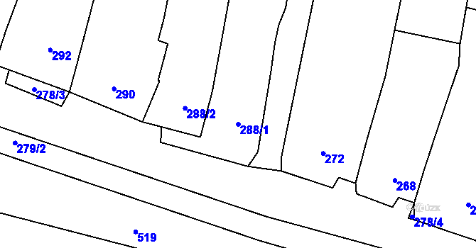 Parcela st. 288/1 v KÚ Kovalovice, Katastrální mapa