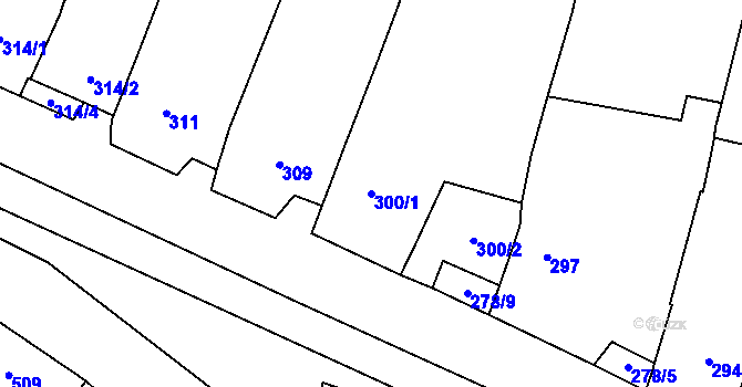 Parcela st. 300/1 v KÚ Kovalovice, Katastrální mapa