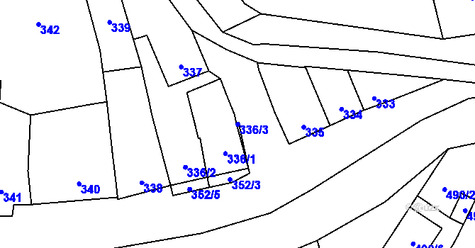 Parcela st. 336/3 v KÚ Kovalovice, Katastrální mapa