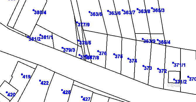Parcela st. 376 v KÚ Kovalovice, Katastrální mapa